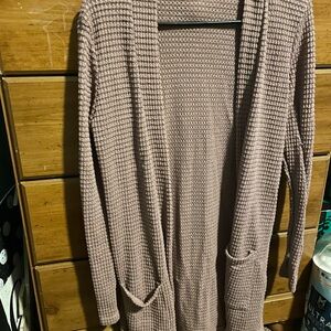 Women's Waffle Knit Cardigan Sweater - Pink